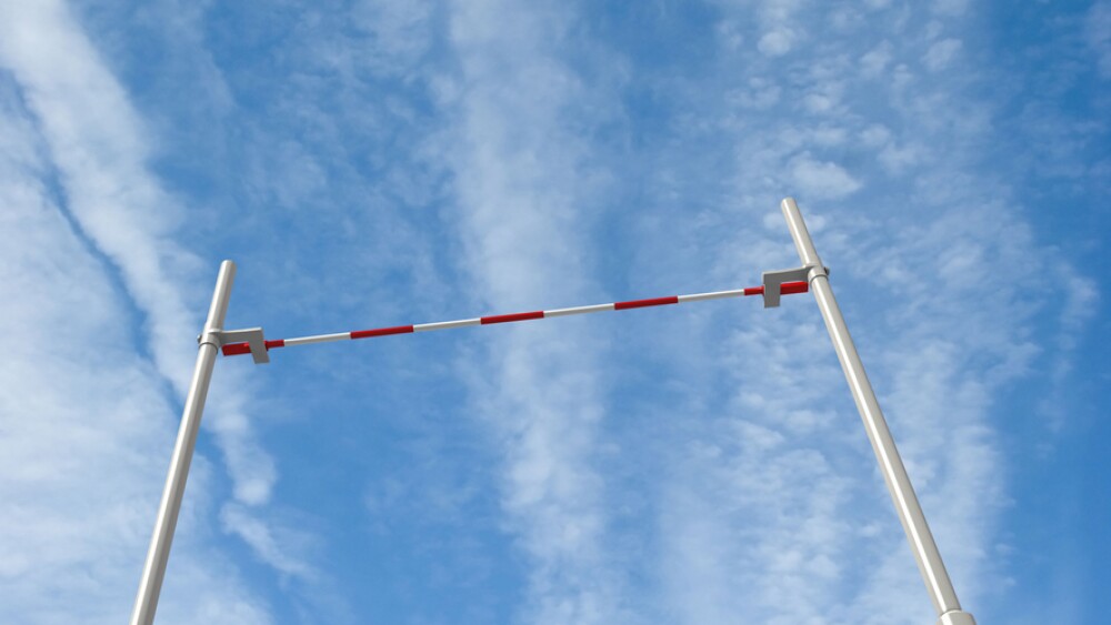 3d render of the pole vault crossbar on blue sky background