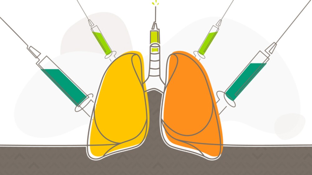 Pictured: Illustration of lungs with syringes/Nico