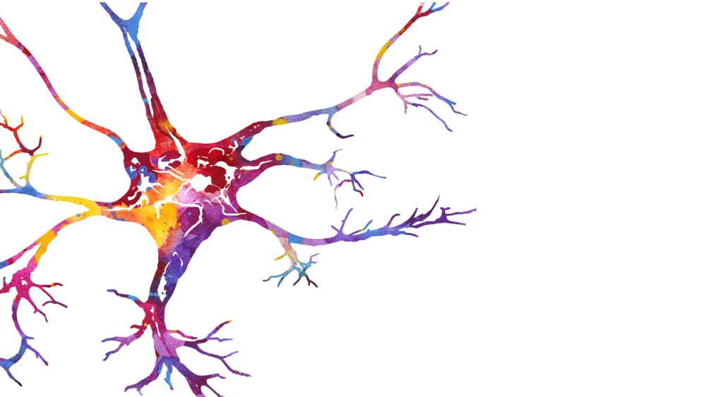 Neuron colorful watercolor vector illustration