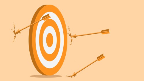 vector illustration arrows miss the target board, concept of lost in focus, failure, fail, mistake