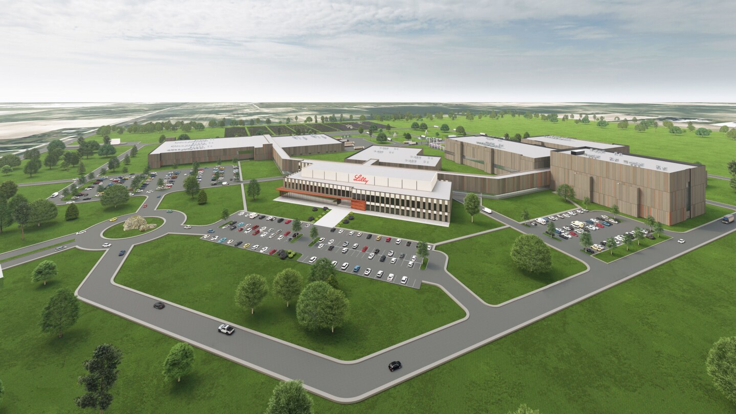 An aerial view rendering of The Foundry