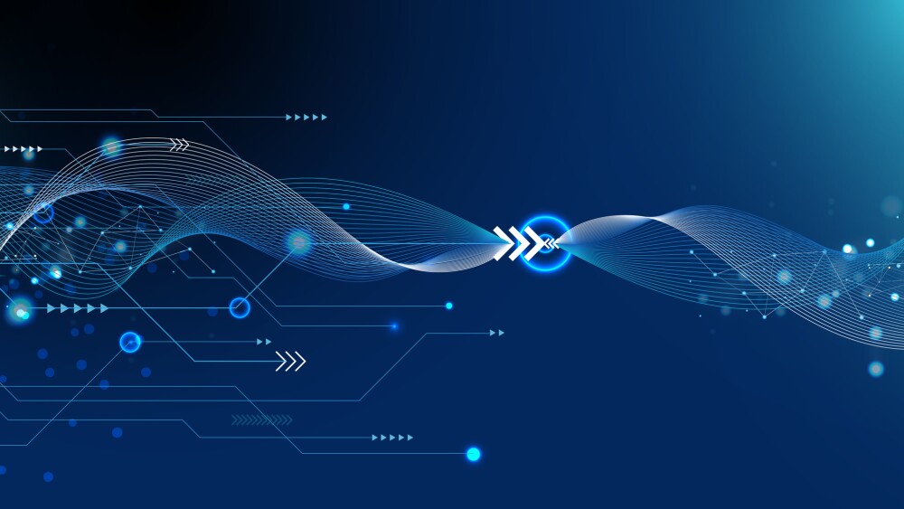 Digits abstract background with connected line and dots, wave flow. Digital neural networks. Network and connection background for your presentation.