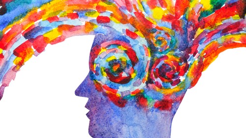 Watercolor illuatration on white background creative mind