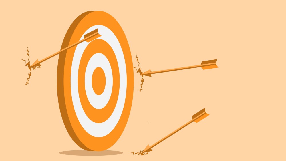 vector illustration arrows miss the target board