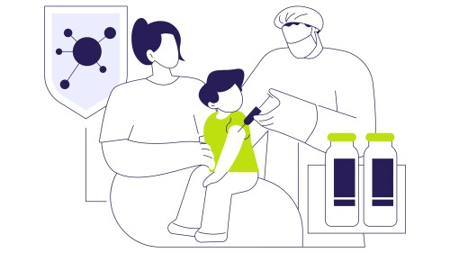 Immunization of kids abstract concept vector illustration. Family doctor vaccinates a child in walk-in clinic, preventive care for kids, medicine sector, make an injection abstract metaphor.