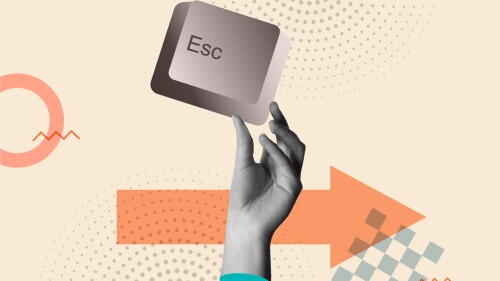 Illustration of escape key in human hands