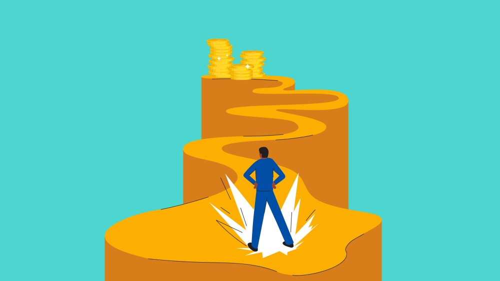 Rough road to money stock illustration