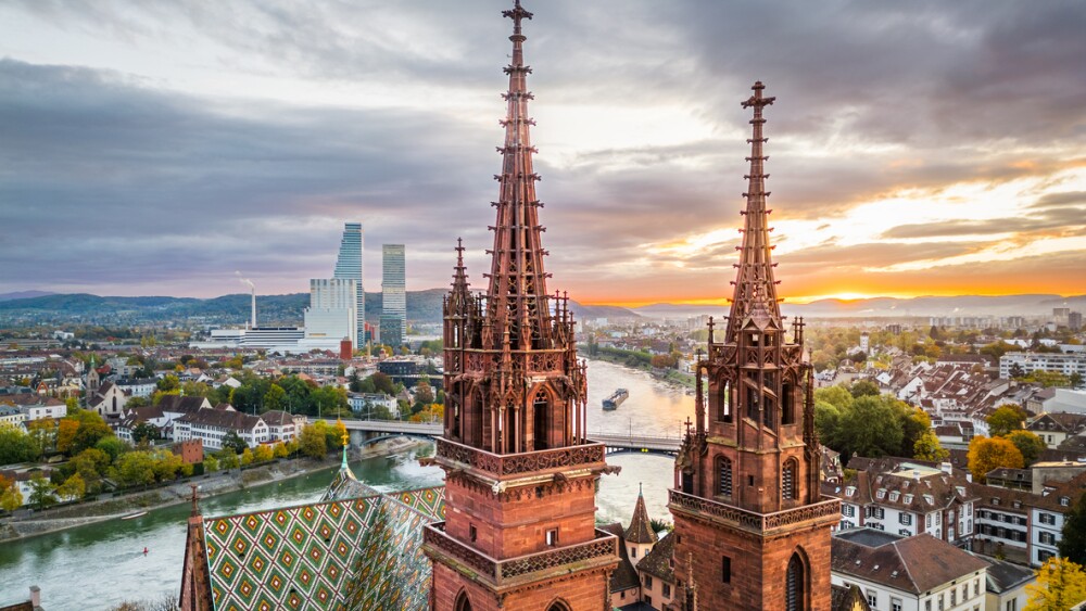Photo of Basel, Switzerland, and Rhine river
