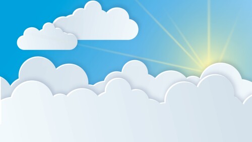 sky with clouds and the glare from the sun