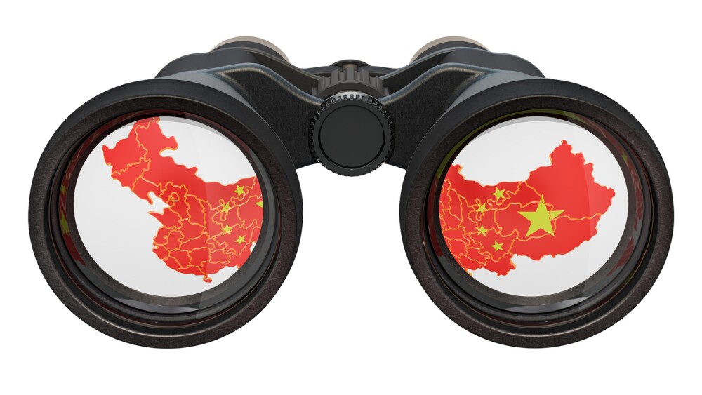 Espionage in China concept, 3D rendering isolated on white background