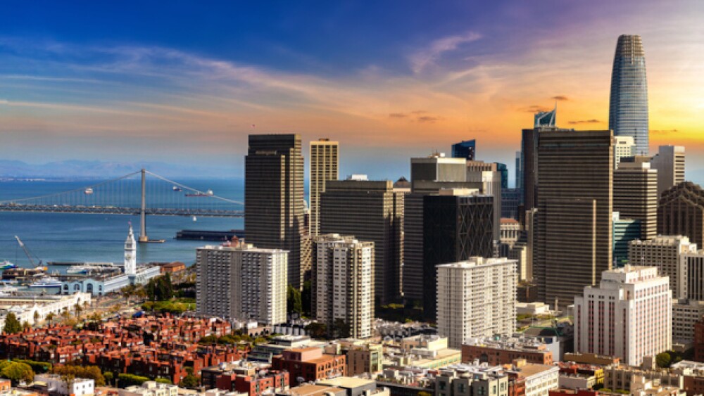 Pictured: Aerial view of the San Francisco skyline