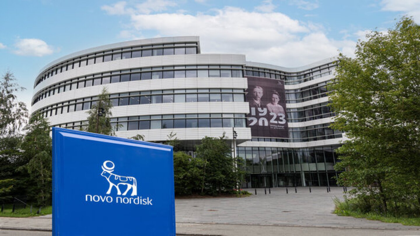Corporate headquarters of Novo Nordisk. A pharmaceutical company headquartered in Denmark. Copenhagen, Denmark - august 12, 2023.