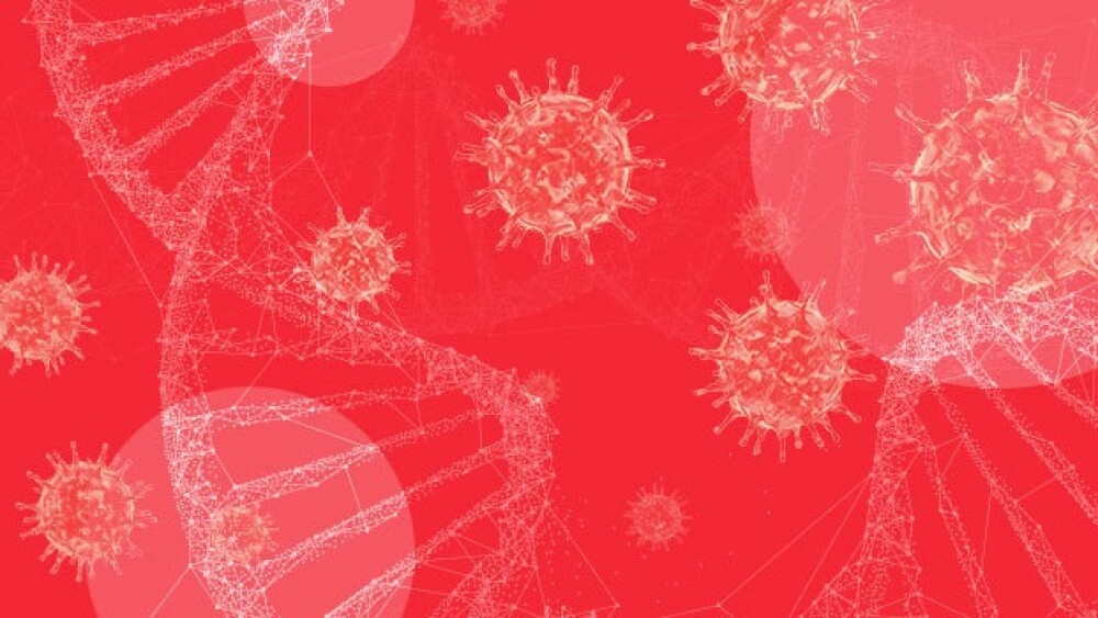 Pictured: Abstract viruses and DNA