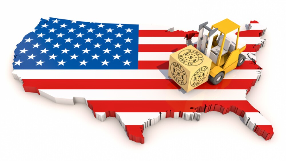 Made in USA, with USA Map. 3D Illustration
