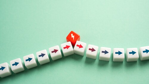 The factor that changes everything. A critical break. A sudden change in plans. A threat and a danger. Recover from the blow and get back on course. Severe stress. Withstand the blow.