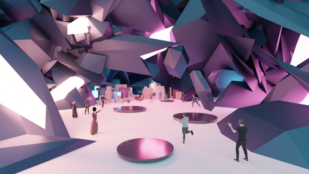 Metaverse avatars of sandboxes games in virtual reality through VR goggles in the world of Metaverse 3D illustrations