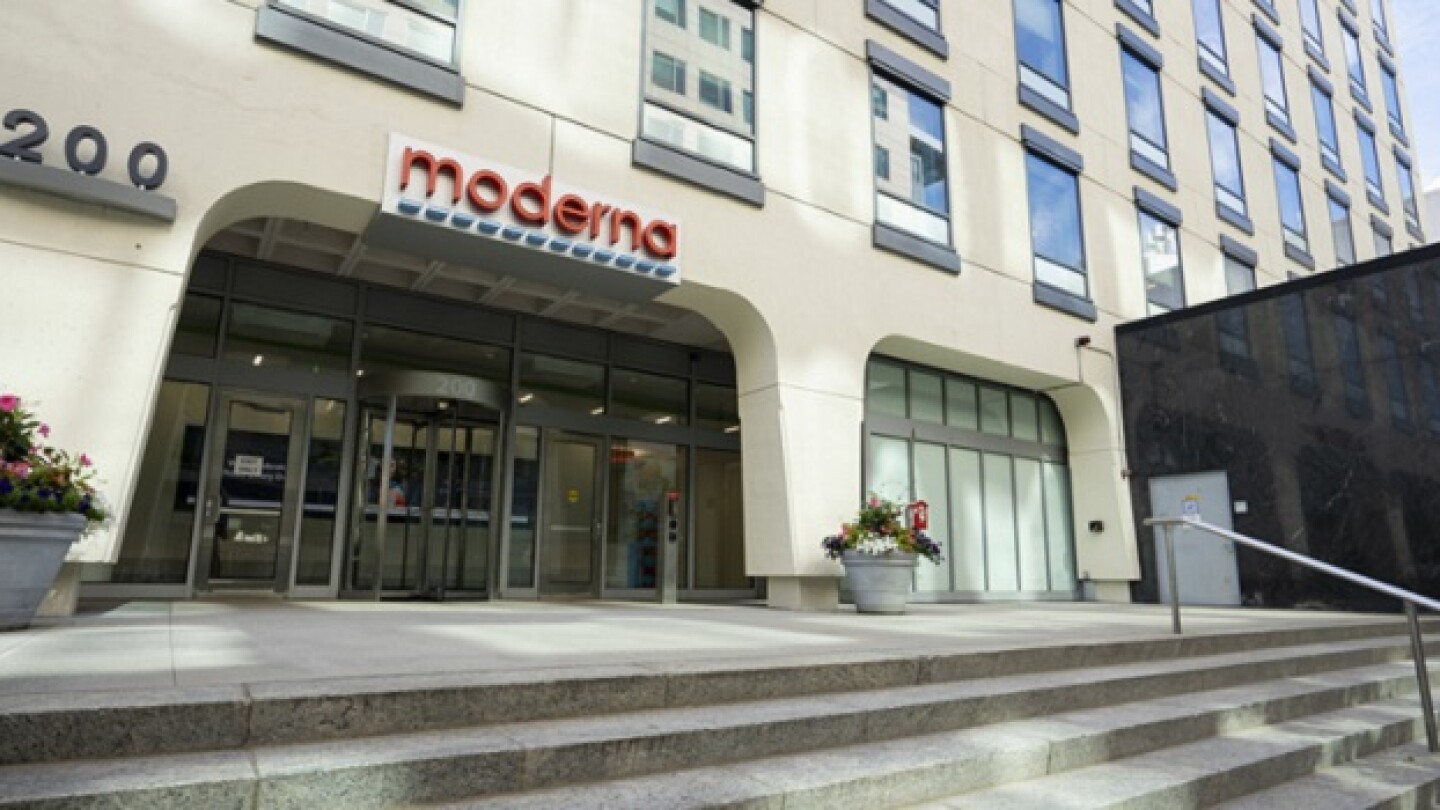 Pictured: Facade of Moderna's building in Massachusetts