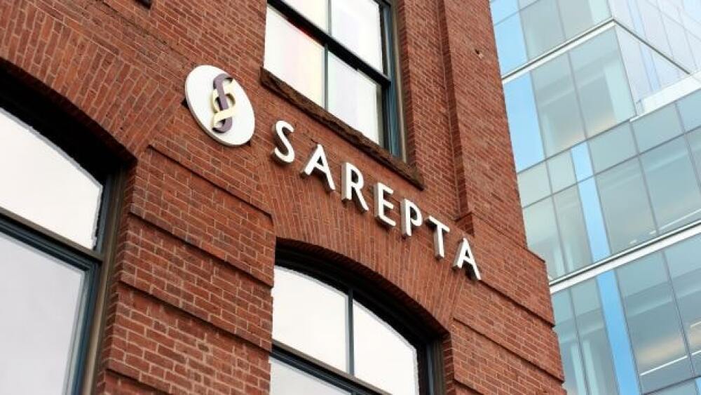 Pictured: Sarepta sign on a brick building/courtes