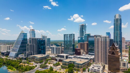 Aerial skyline of Austin