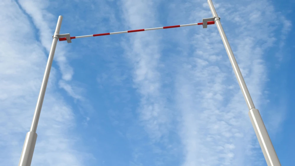 3d render of the pole vault crossbar on blue sky background