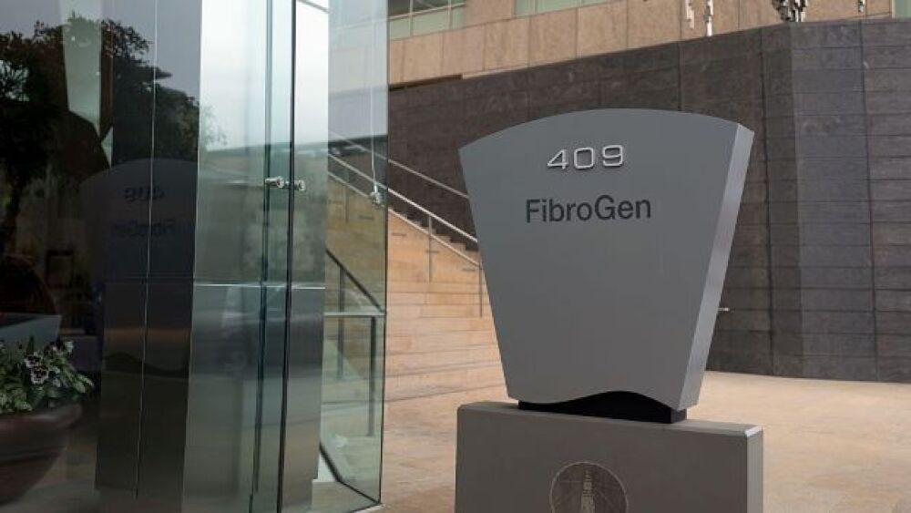 Pictured: FibroGen sign/Smith Collection/Gado/Gett