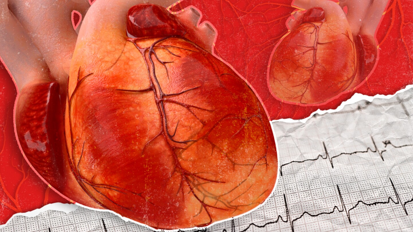 human hearts over an EKG background/