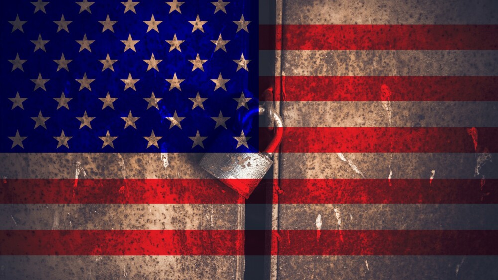 Image of padlock on U.S. flag