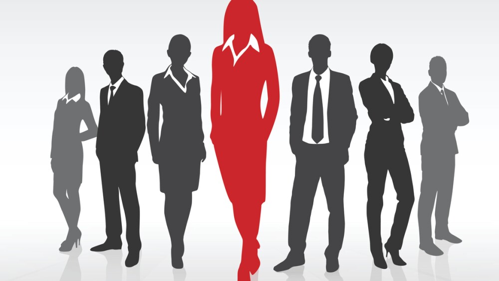 Red Businesswoman Silhouette, Black Business People Group Team Concept Vector Illustration