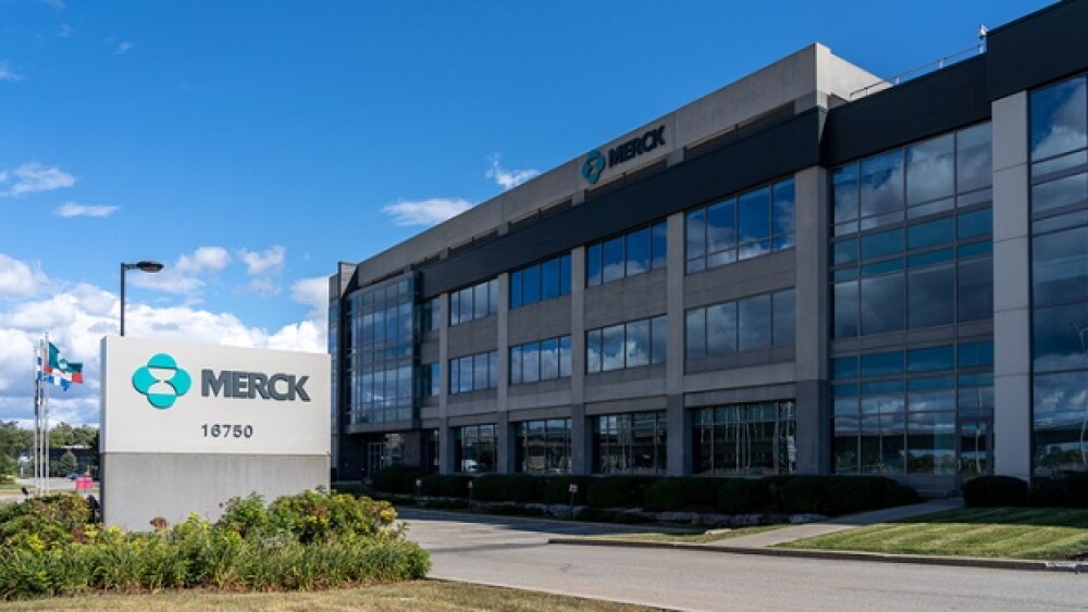 Kirkland, Quebec, Canada - September 3, 2021: Merck Canada head office in Kirkland, Quebec, Canada. Merck is an American multinational pharmaceutical company.