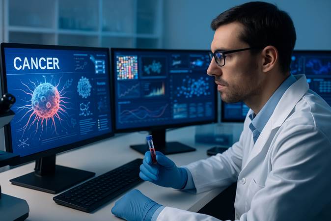 A person in a lab coat and gloves looking at a test tube

AI-generated content may be incorrect.